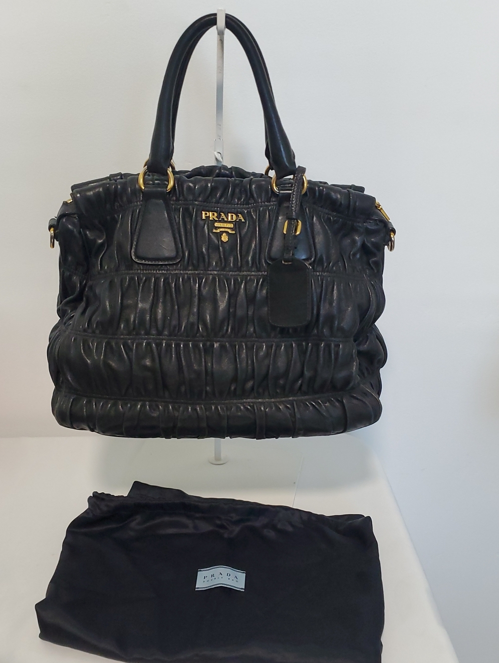 Prada Black Gaufre Quilted Leather Top-Handle Tote